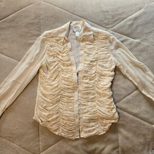 100% Silk Ruched Blouse Office Siren